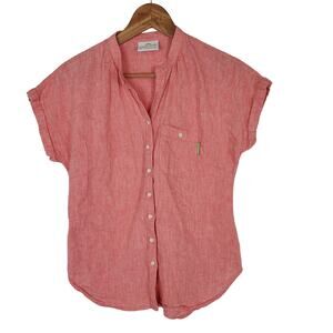 Kathmandu Orange Short Cuffed Sleeve Button Front Shirt Womens 8